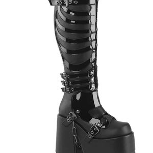 Demonia Camel Blk Vegan Leather Boots